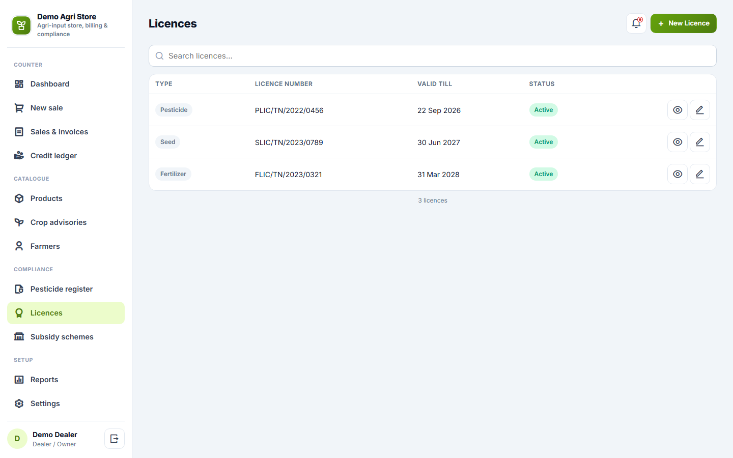 Agriculture Input Store Billing and Management Software screenshot