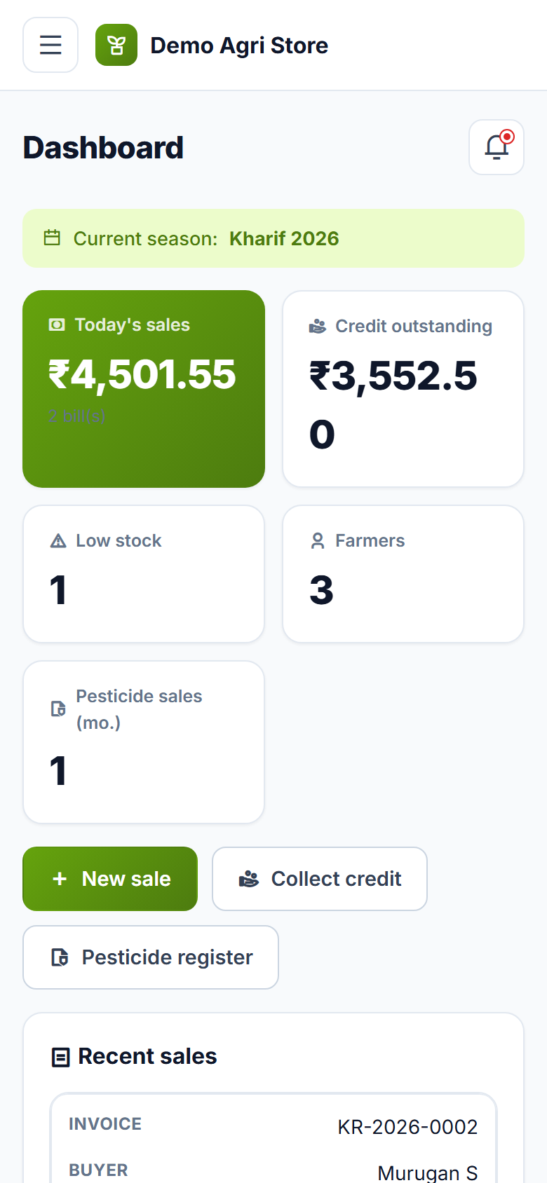 Agriculture Input Store Billing and Management Software screenshot