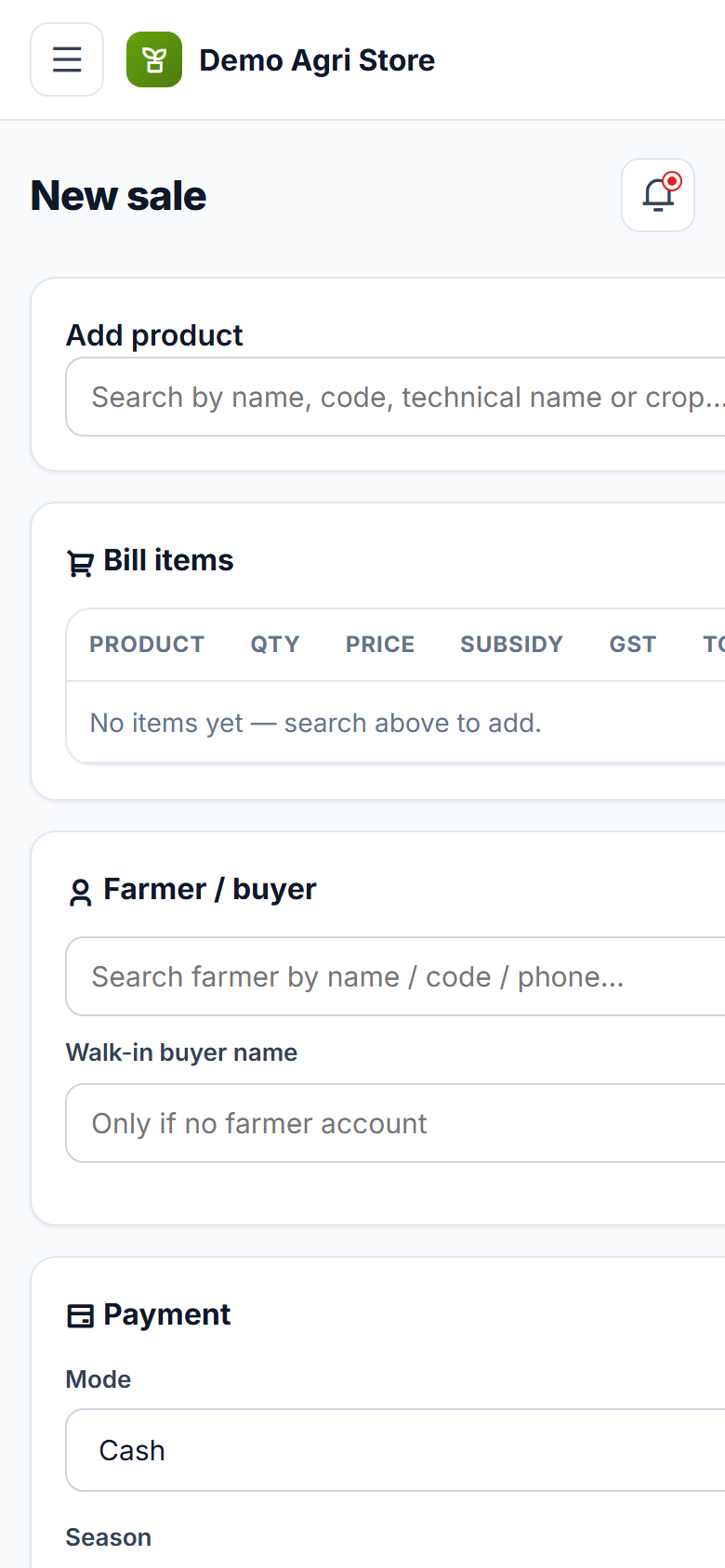Agriculture Input Store Billing and Management Software screenshot
