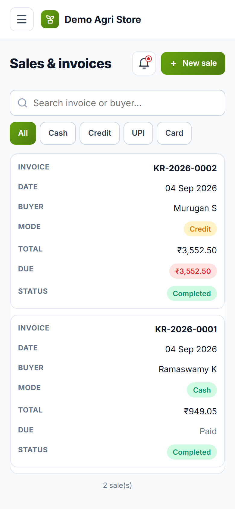 Agriculture Input Store Billing and Management Software screenshot