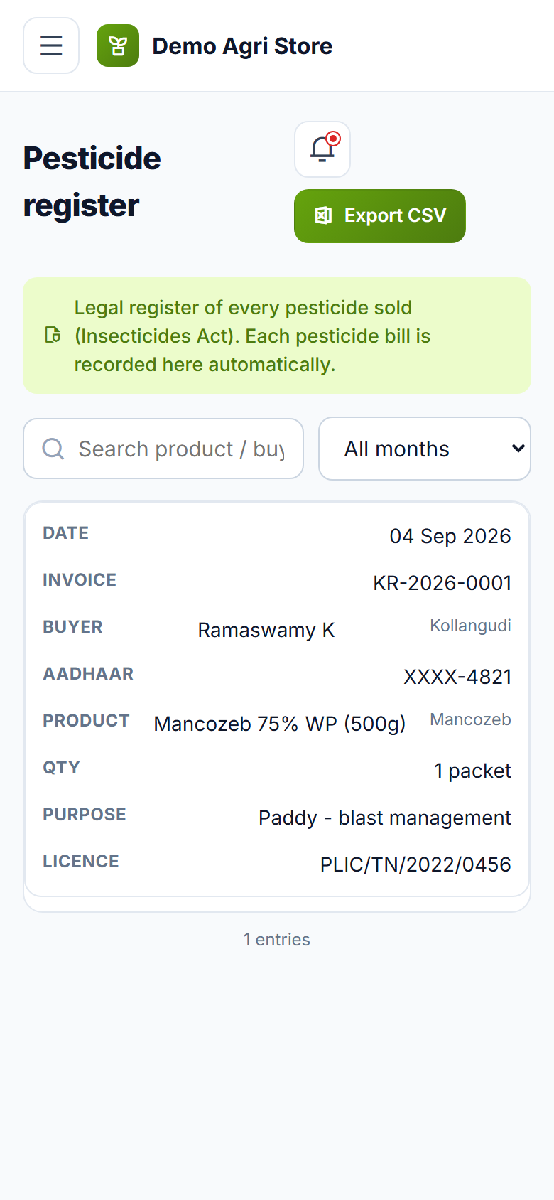 Agriculture Input Store Billing and Management Software screenshot