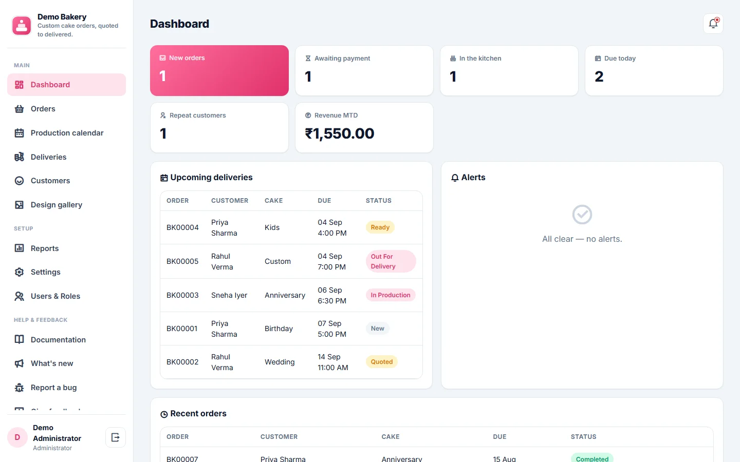 Bakery and Custom Cake Order Management Software