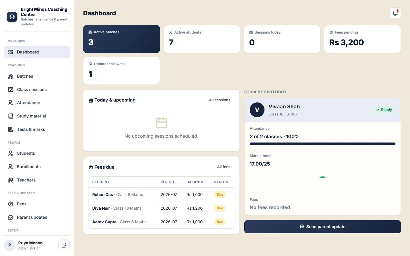 Coaching and Tuition Centre Management Software