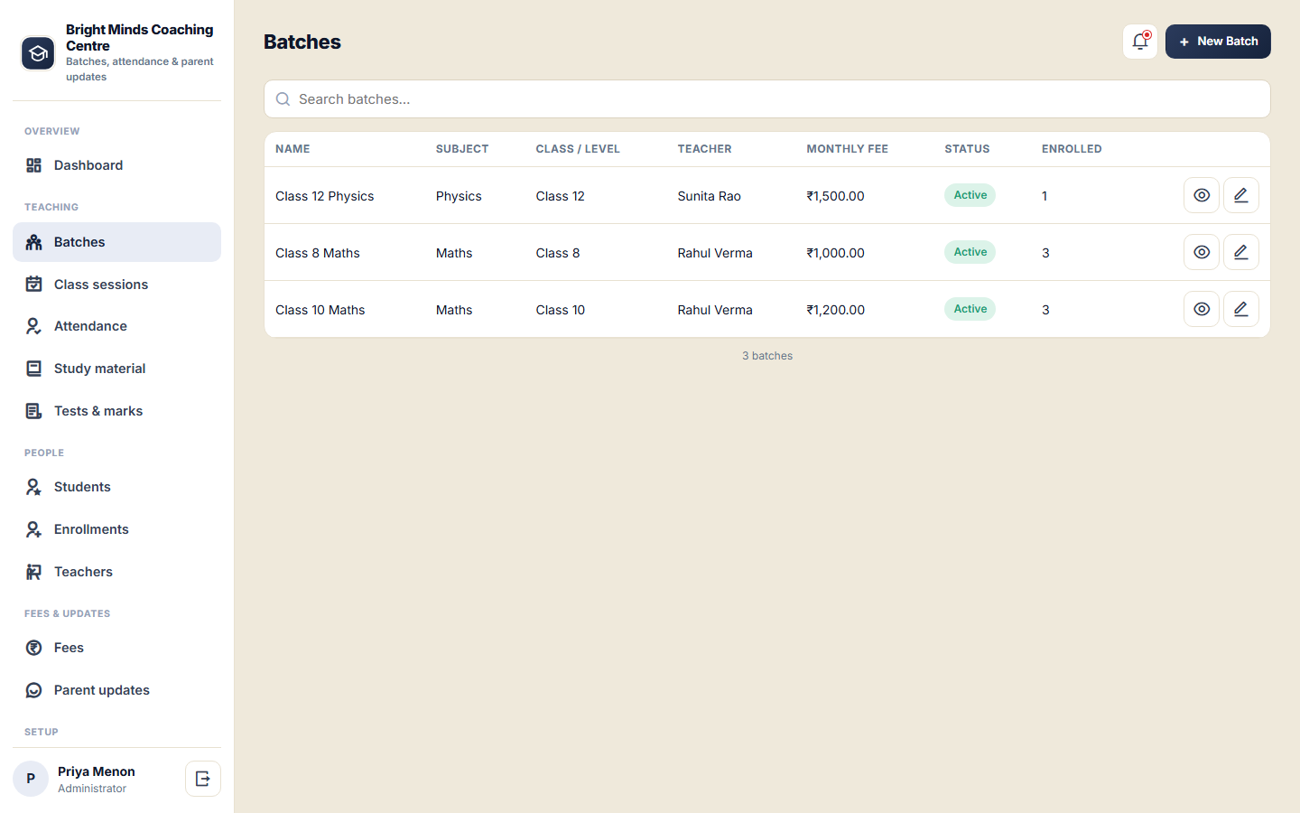 Coaching and Tuition Centre Management Software screenshot