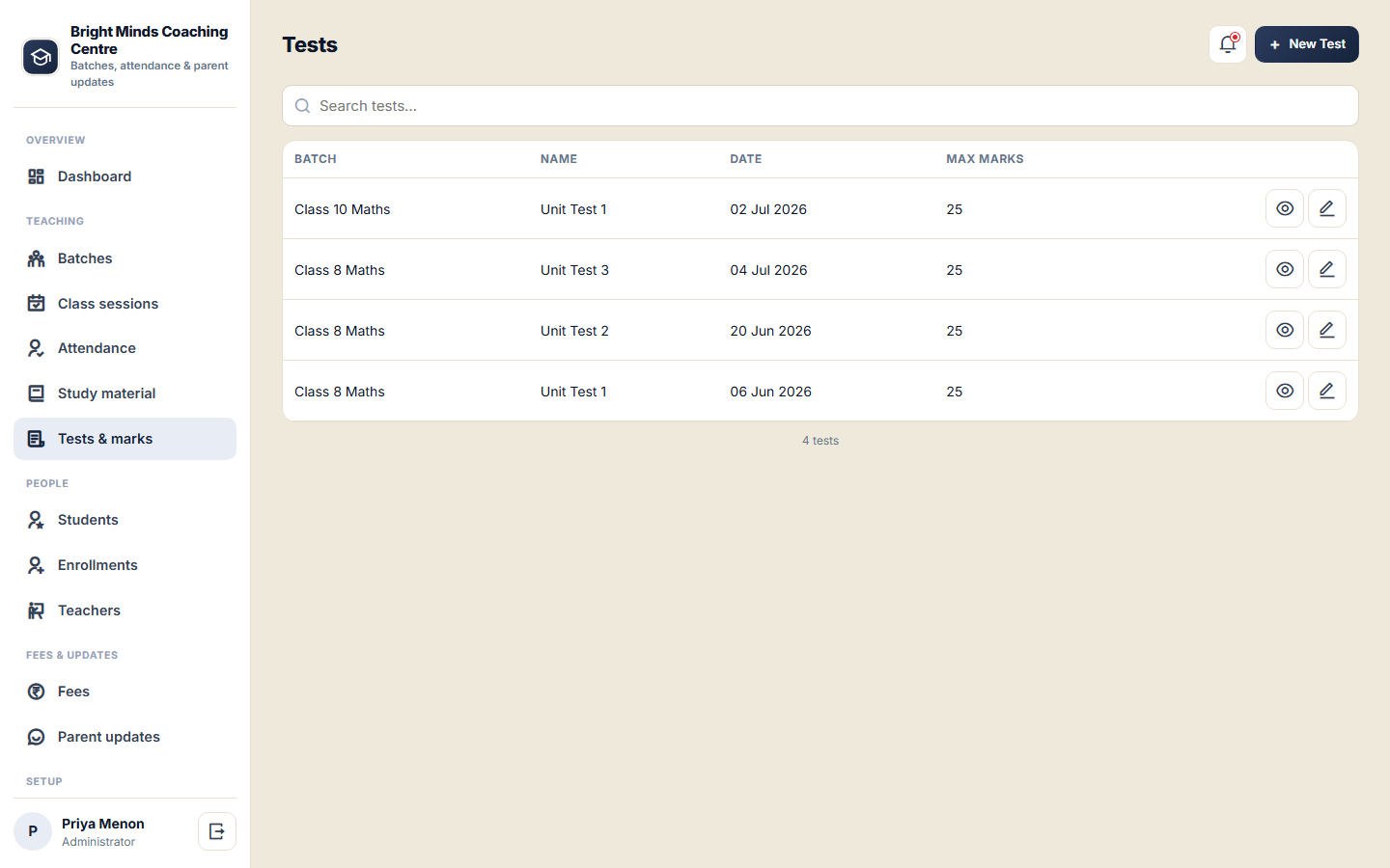 Coaching and Tuition Centre Management Software screenshot