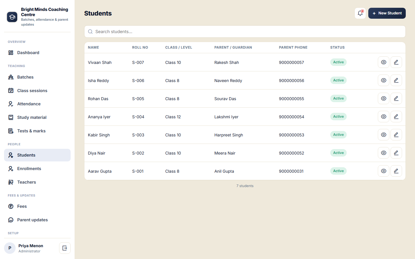 Coaching and Tuition Centre Management Software screenshot