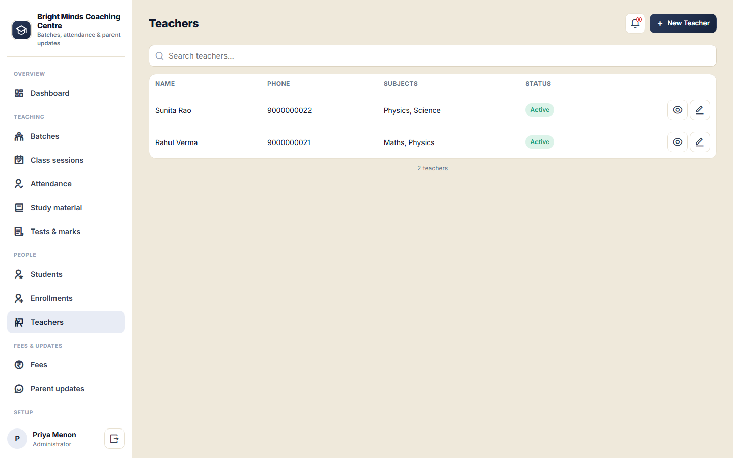 Coaching and Tuition Centre Management Software screenshot