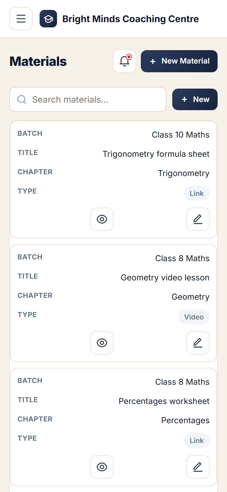 Coaching and Tuition Centre Management Software screenshot