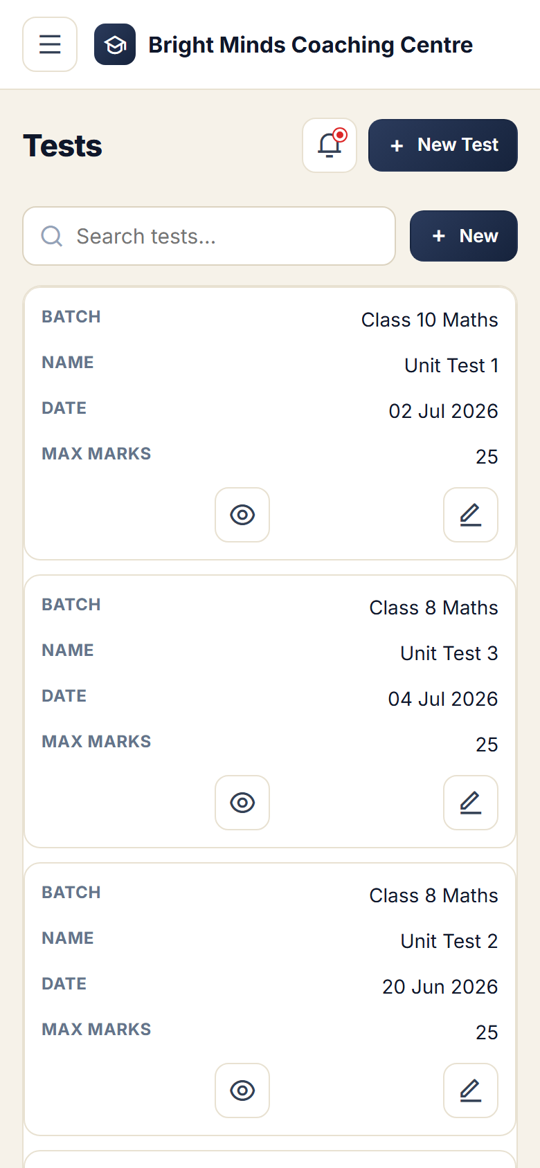 Coaching and Tuition Centre Management Software screenshot