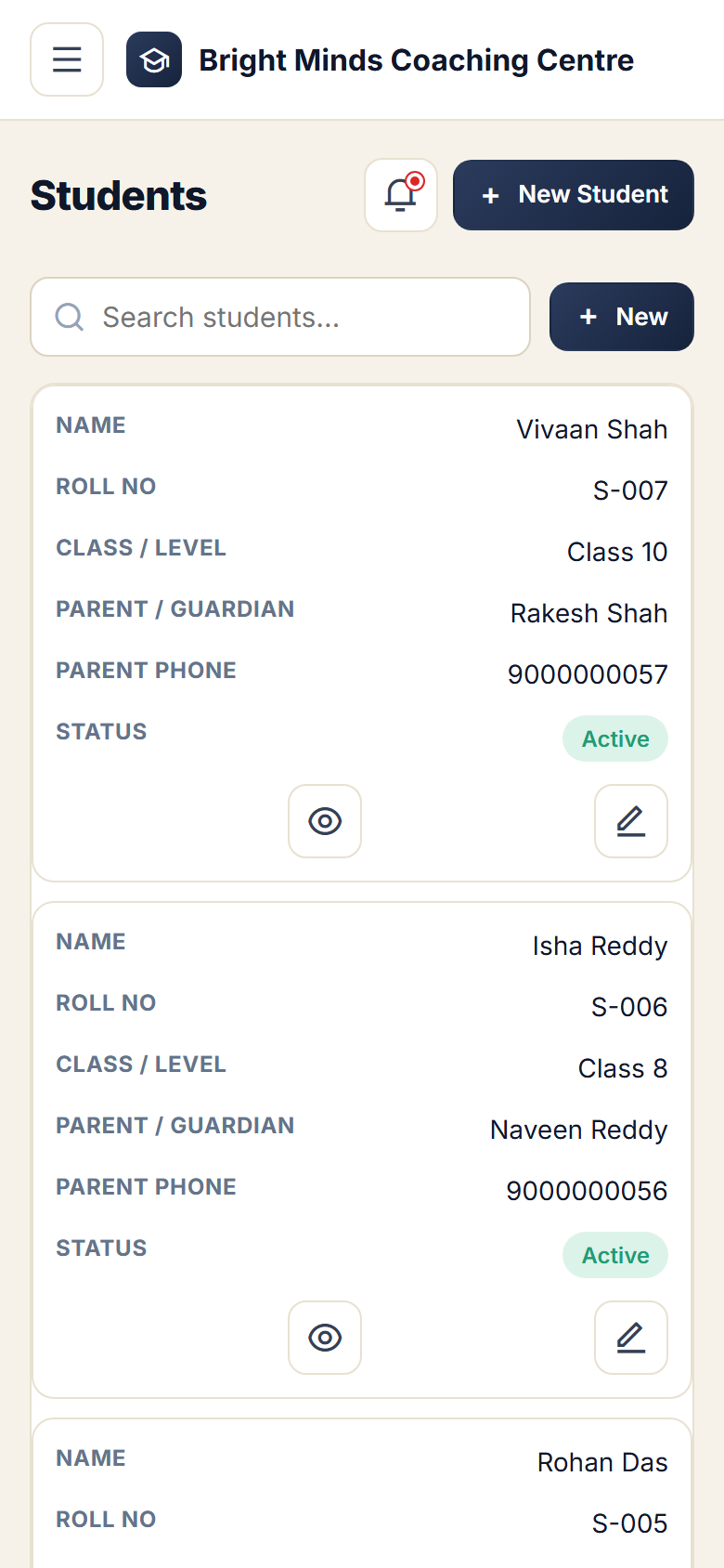 Coaching and Tuition Centre Management Software screenshot