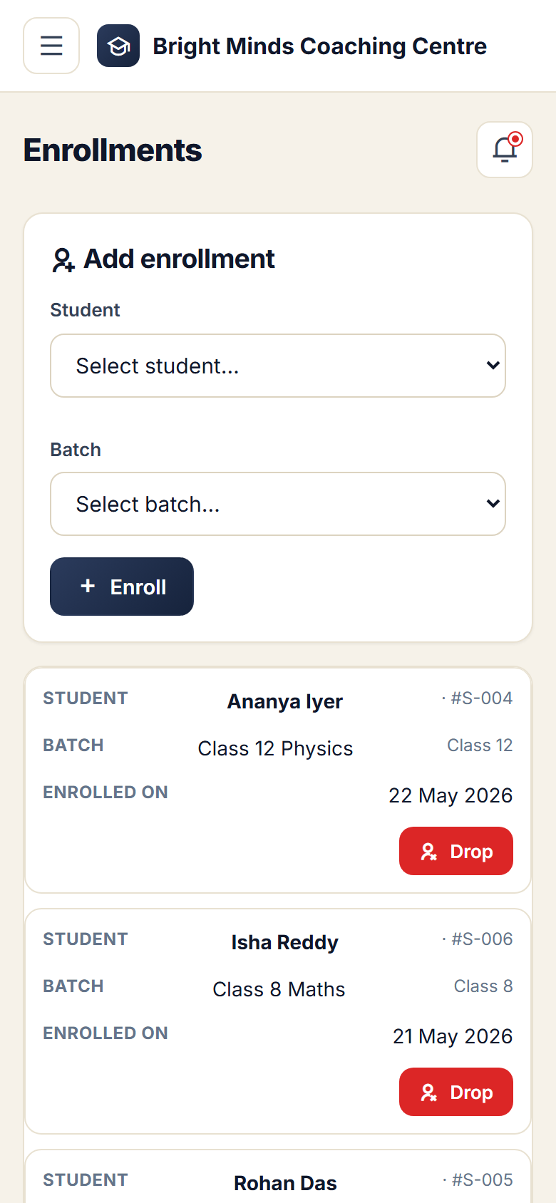 Coaching and Tuition Centre Management Software screenshot