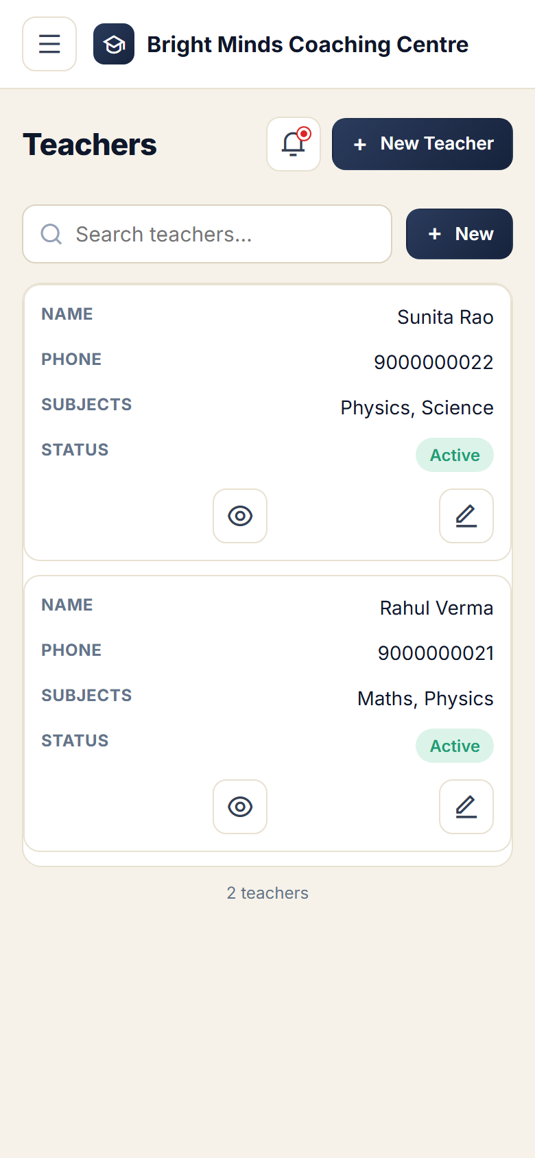Coaching and Tuition Centre Management Software screenshot