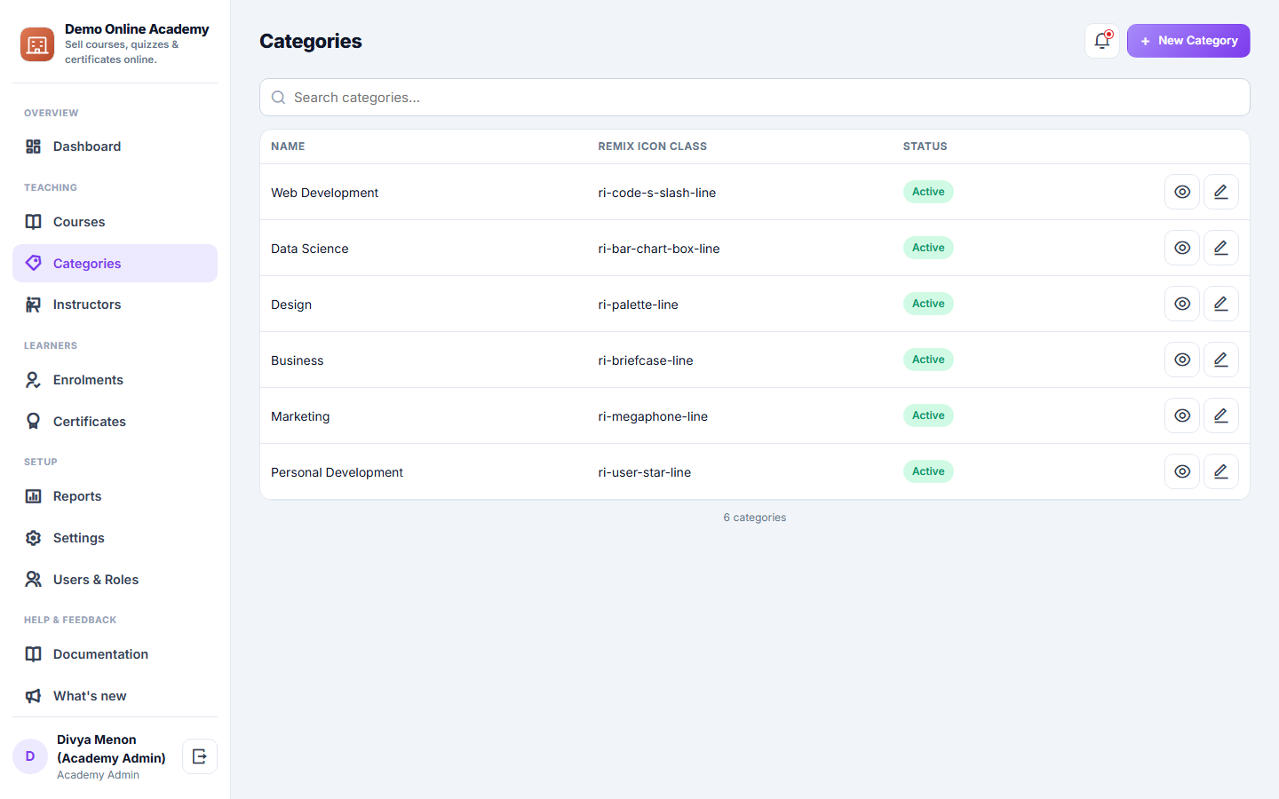 Course-selling LMS screenshot