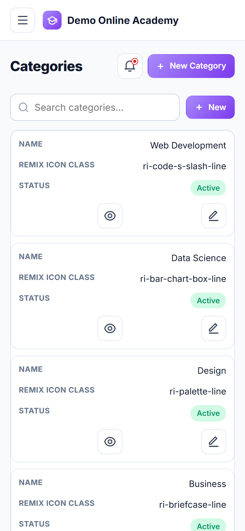 Course-selling LMS screenshot