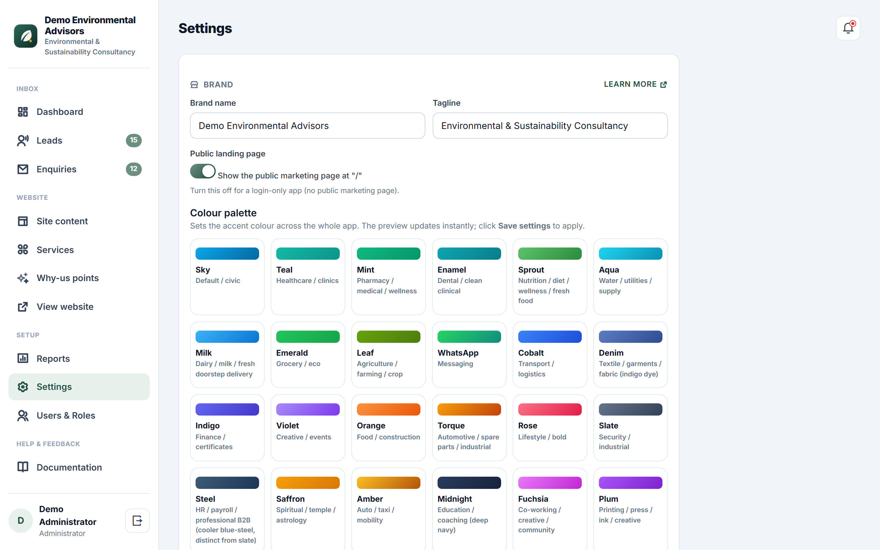 Environmental & Sustainability Consultancy Platform screenshot