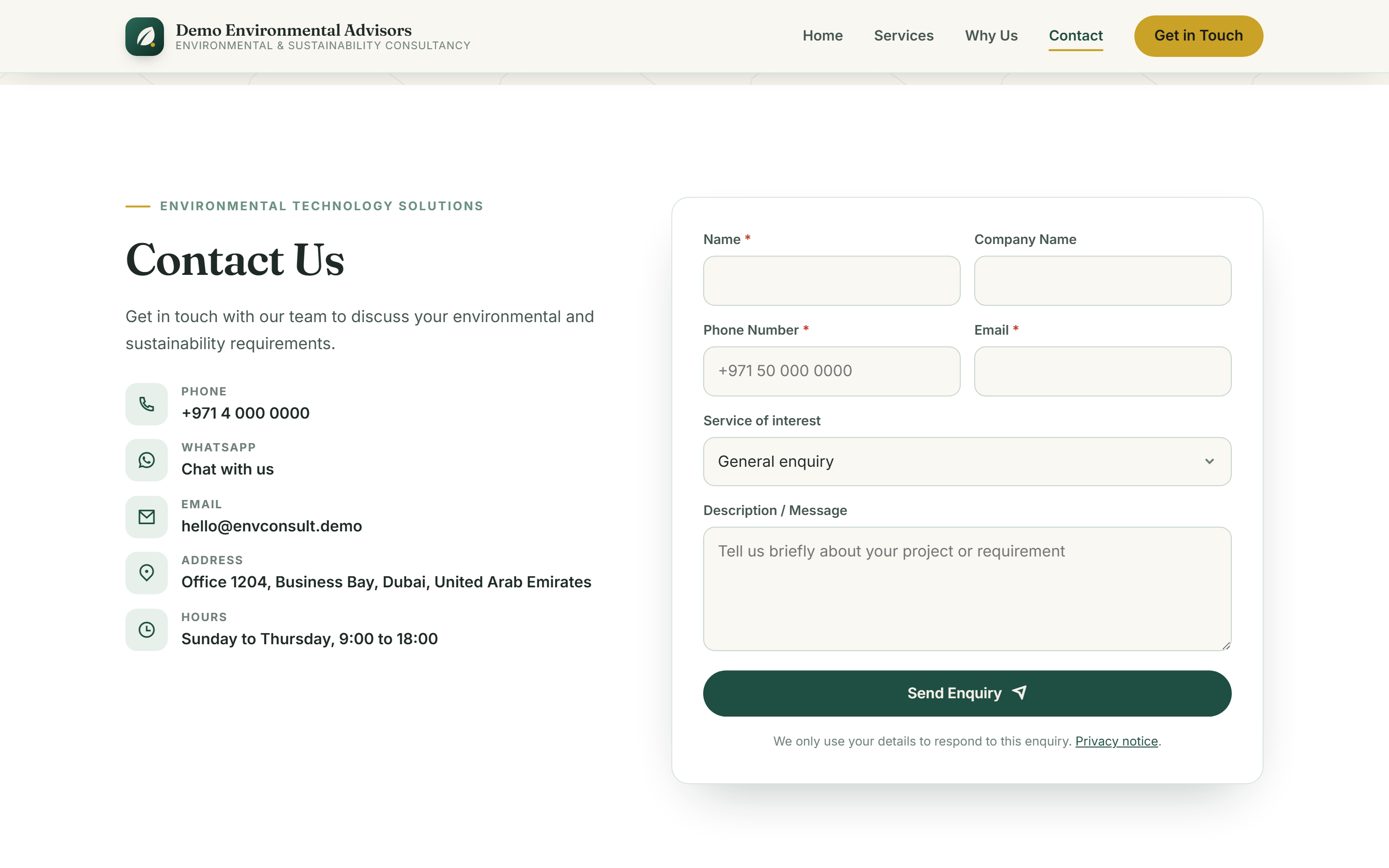 Environmental & Sustainability Consultancy Platform screenshot
