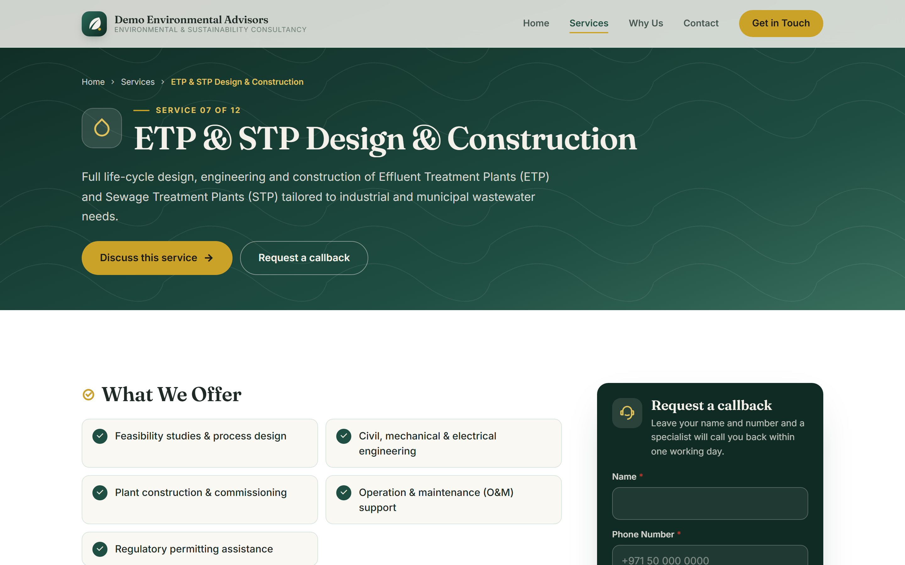 Environmental & Sustainability Consultancy Platform screenshot