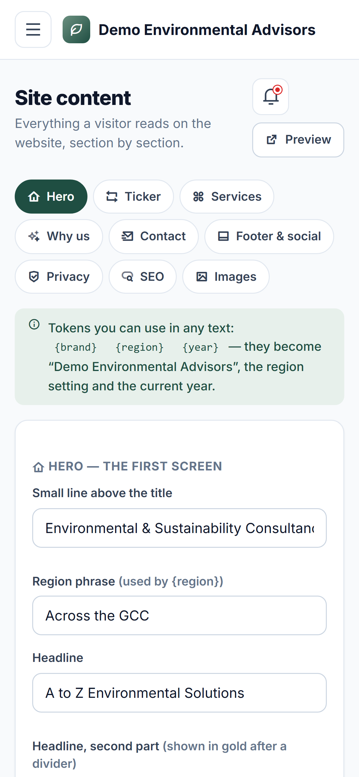 Environmental & Sustainability Consultancy Platform screenshot