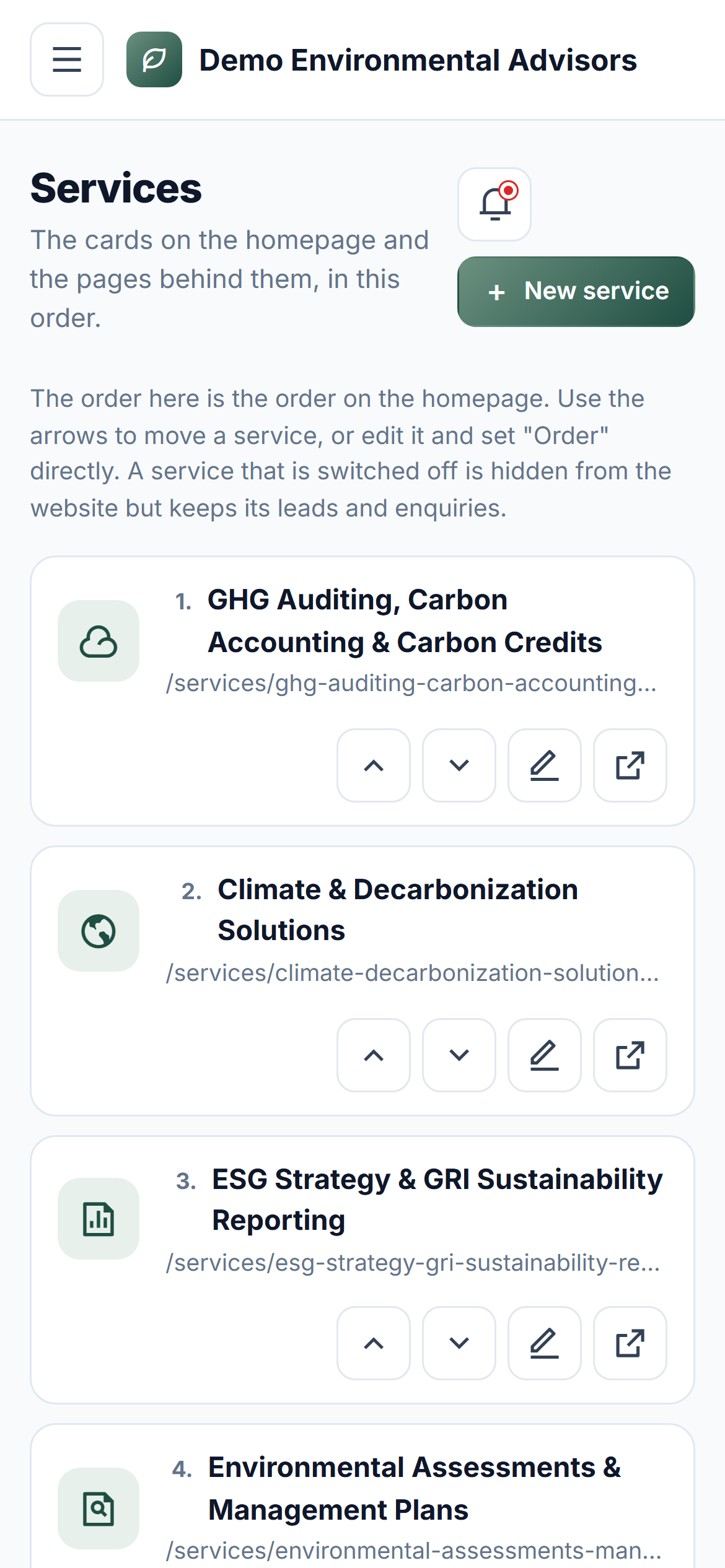 Environmental & Sustainability Consultancy Platform screenshot