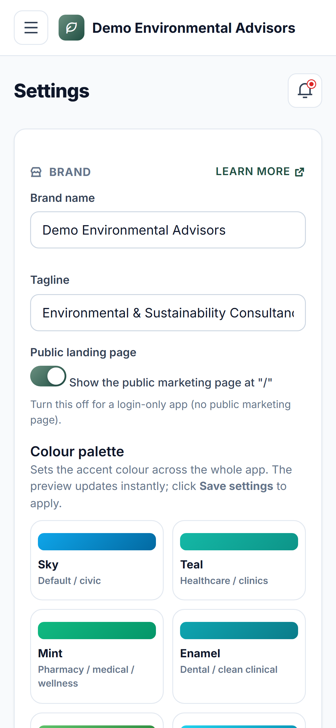 Environmental & Sustainability Consultancy Platform screenshot