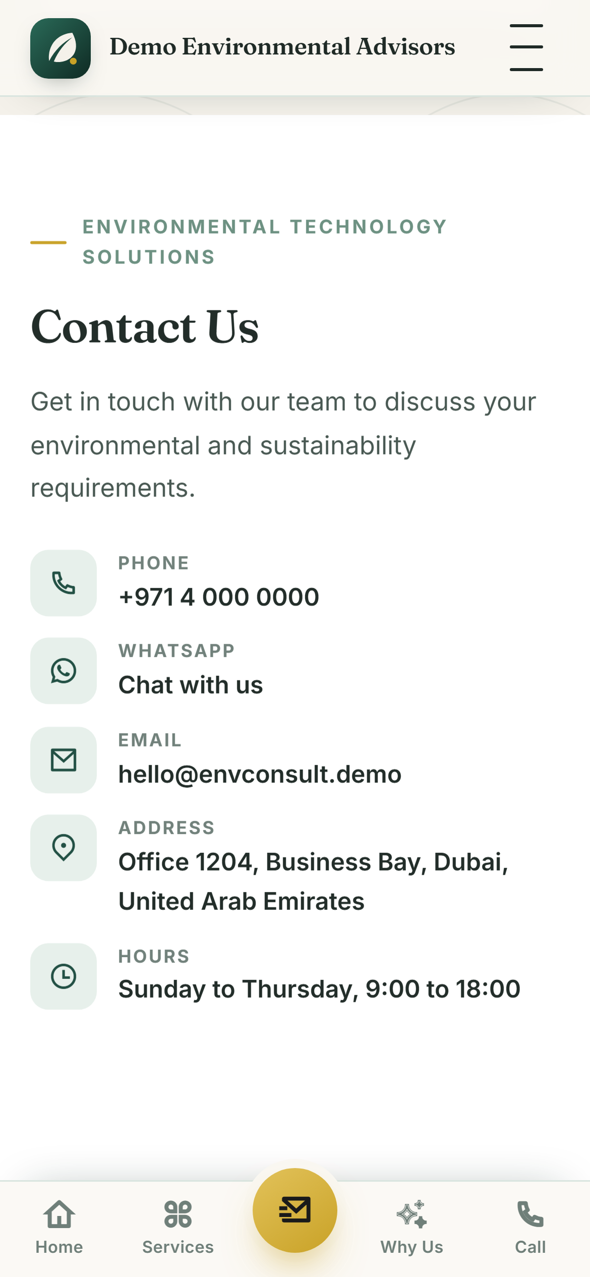 Environmental & Sustainability Consultancy Platform screenshot
