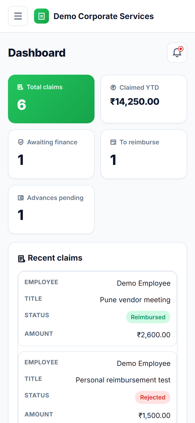 Expense Claim & Reimbursement Software screenshot